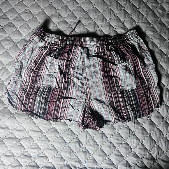 Universal Thread Linen Blend Striped Shorts Women’s Large Pull On Casual Pockets - Picture 2 of 5